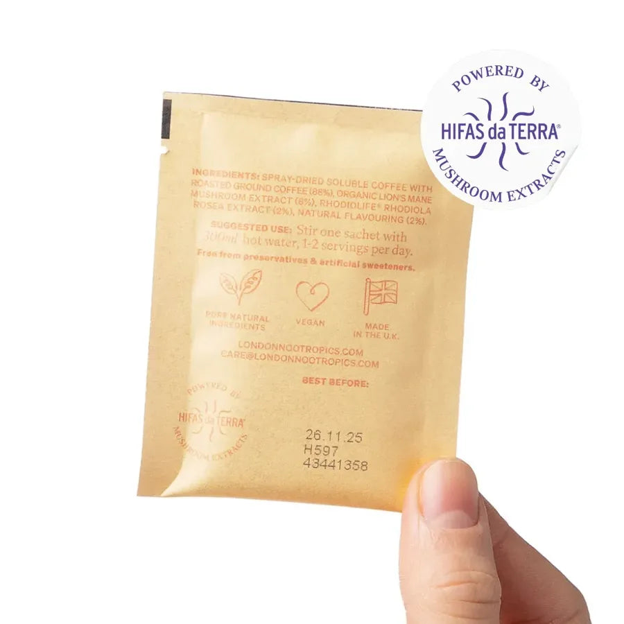 Back of a Flow sachet showing the full ingredient list